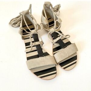 Free People Wraparound Suede Gladiator Sandals Tan Size 36 (6)